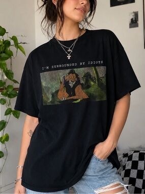 Disney The Lion King Scar “I’m Surrounded by Idiots” Graphic Tee | Unisex Large